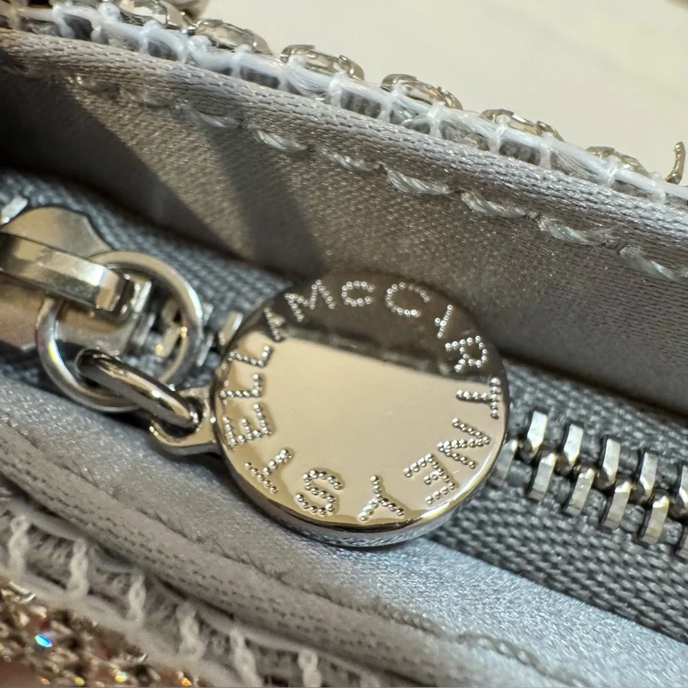 NWT Stella McCartney Crystal Rhinestone Soft Clutch W Silver Chain Crossbody